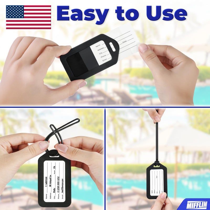 Mifflin-USA - Luggage Tags - Black, 12 PK - Bag Tag for Baggage - Suitcase Accessory Bulk - Image 3